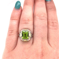 10k Tri-Color 2.55ct Genuine Natural Peridot Filigree Ring Jewelry (#J5818)