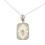 Art Deco 14k Filigree Rock Crystal and Diamond Pendant (#J5456)