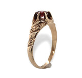 Victorian 10k Rose Gold Genuine Natural Garnet Belcher Ring Size 7 (#J7071)