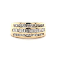 10k Yellow Gold Three Row Genuine Natural Diamond Band 1/2ct Total Weight #J5590