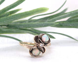 10k Yellow Gold Bypass Ring with Australian Opals in Flower Settings (#J7400)