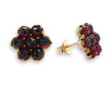 Genuine Natural Bohemian Garnet Rosette Stud Earrings w/ 14k Gold Posts (#J6489)