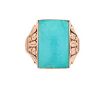 9k Rose Gold Victorian Specialty Cut Genuine Natural Turquoise Ring (#J6350)