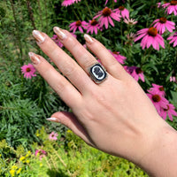14k Gold Filigree Genuine Natural Hard Stone Agate Cameo Ring Size 6.25 (#J6897)