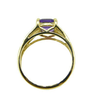 14k Gold Emerald Cut 1.40ct Genuine Natural Amethyst Ring with Diamonds (#J2363)