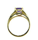 14k Gold Emerald Cut 1.40ct Genuine Natural Amethyst Ring with Diamonds (#J2363)