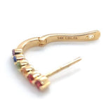 14k Yellow Gold Small Oval Hoop Genuine Natural Rainbow Sapphire Earrings #J6682