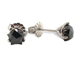 Platinum Stud Earrings w/Star Shaped .97ct TW Genuine Black Diamonds (#J7517)