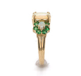 14k Yellow Gold Ring with Australian Opals and Green Tsavorite Garnets (#J6457)