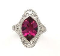 10k Gold Filigree Ring w/Marquise 1.73ct Genuine Natural Rhodolite Garnet #J6458