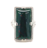 14k White Gold Filigree Art Deco Genuine Natural Bloodstone Ring (#J5785)
