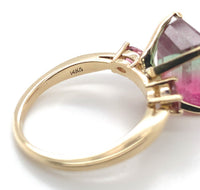 14k Gold 6.71 Carat Bi-Color Watermelon Genuine Natural Tourmaline Ring (#J6532)