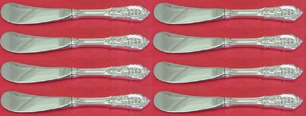 Rose Point Wallace Sterling Silver Butter Spreader HH Paddle 6" Set 8 no notch
