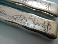 Lap Over Edge Acid Etched by Tiffany Sterling Silver Roast Carving Set Cow Motif