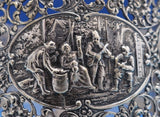 830 Silver Liquor Set 3-pc silver tops and hand engraved bottles Dutch #4344-2