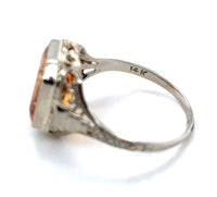 14k White Gold 4.97 Carat Genuine Natural Citrine Filigree Ring Size 9 (#J6367)
