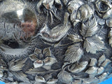 Repousse by AE Warner Coin Silver Tea Set 5 pc Samovar Birds Monkey Lion #8648