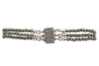 14k White Gold Triple Strand Beaded Pyrite Necklace Jewelry 16.5-18" (#J7235)