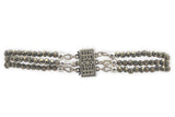 14k White Gold Triple Strand Beaded Pyrite Necklace Jewelry 16.5-18" (#J7235)