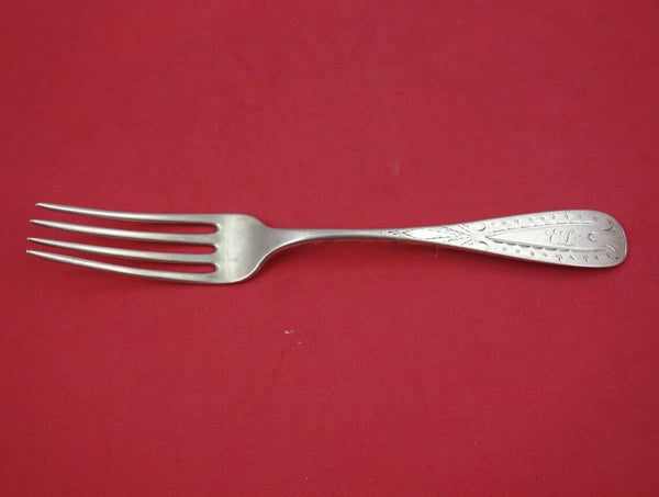 Coin Silver Dinner Fork hand engraved 7 5/8"