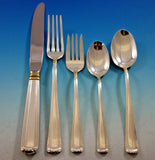Embassy Scroll Gold by Lunt Sterling Silver Flatware Set Service 60 pcs Dinner