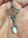 14k White Gold Oval 2.84ct Genuine Natural Moonstone Pendant (#J5367)