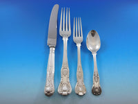 Kings / Queens English Sterling Silver Flatware Set Service 82 Pieces Dinner