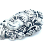 Art Nouveau Large Sterling Pin Woman with Iris (#J4944)