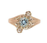 10k Rose Gold Victorian Genuine Natural Aquamarine Ring with Diamonds (#J6776)