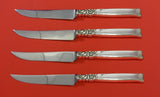 Silver Rose by Oneida Sterling Silver Steak Knife Set 4pc HHWS Custom 8 1/2"