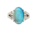 18k White Gold GIA 4.39ct Genuine Natural Black Opal and Diamond Ring (#J6155)