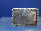 William Simposon WS English Sterling Silver Vinaigrette Box Hand Engraved #6609