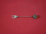English Estate Sterling Silver Cocktail Fork Birmingham 1920 yellow glass 4 3/4"