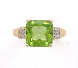 10k Yellow Gold 2.79ct Genuine Natural Peridot and Diamond Ring (#J6409)
