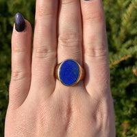 14k Yellow Gold Men's Genuine Natural Lapis Ring Size 11.25 Jewelry (#J7065)
