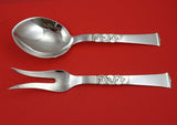 S. Christian Danish Sterling Silver Salad Serving Set 2pc All Sterling 10"