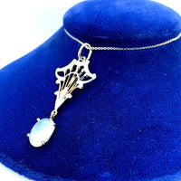 14k White Gold Oval 2.84ct Genuine Natural Moonstone Pendant (#J5367)