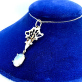 14k White Gold Oval 2.84ct Genuine Natural Moonstone Pendant (#J5367)