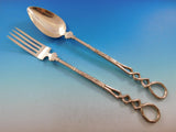 Art Silver c. 1860-1883 Coin Silver Salad Serving Set 2pc w/ 3-D Loops 11 5/8"