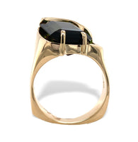 14k Yellow Gold Modern Custom Green Genuine Natural Tourmaline Ring 6 (#J7315)