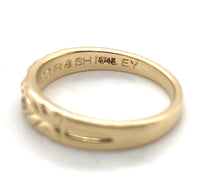 14k Yellow Gold Wedding Band Ring with Three Genuine Natural Diamonds (#J7288)