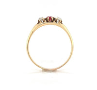 14k Gold Diamond and Synthetic Lab-Created Ruby/Paste Victorian Ring (#J6295)