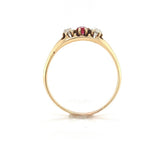 14k Gold Diamond and Synthetic Lab-Created Ruby/Paste Victorian Ring (#J6295)