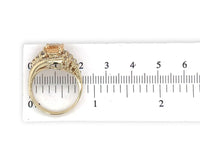 14k Yellow Gold 2.95 Carat Precious Genuine Natural Topaz Diamond Ring (#7112)