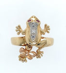 14k Yellow Gold Diamond Frog Ring Size 6.75 Jewelry - Leg Moves! (#J6096)