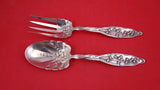 Lily of the Valley by Whiting Sterling Salad Serving Set FH beaded design 8 7/8"