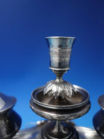 Coin Silver Double Inkwell with Bust of Women & Acanthus Leaves c. 1840 (#6177)