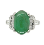 18k White Gold 4.17 Carat A Jadeite Jade and Diamond Ring w/ GIA Report (#J7014)