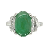 18k White Gold 4.17 Carat A Jadeite Jade and Diamond Ring w/ GIA Report (#J7014)