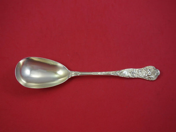 Bacchanalian English Sterling Silver Berry Spoon Ovoid w/ Light Goldwashed